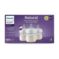 Philips Avent Avent - Mamadeira Natural 3Pk com bico de resposta natural, transparente, 4 onças New