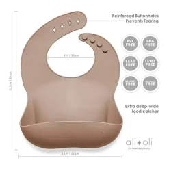 Ali + Oli Babador de bebê de silicone enrola e fica fechado (taupe) Outlet