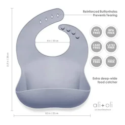 Ali + Oli Babador de bebê de silicone enrola e fica fechado (pedra) Sale