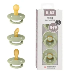 Bibs Babadores - chupetas de 0 a 6 meses, chupetas de 3 unidades, bico simétrico sem BPA, sálvia Best