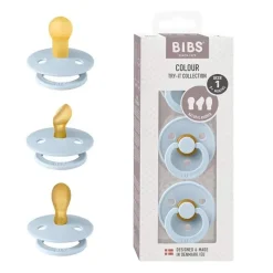 Bibs Babadores - chupetas de 0 a 6 meses, chupetas de 3 unidades, bico simétrico sem BPA, azul bebê Outlet