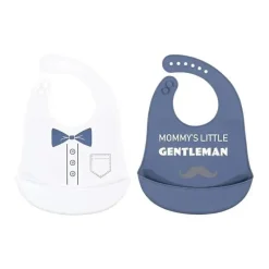 Baby Vision Babadores de silicone para bebês , tamanho único pequeno cavalheiro da mamãe (2PK) Fashion