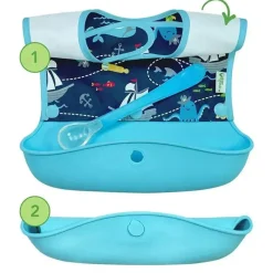 Iplay Babete de manga comprida com bicos verdes I-Play, Aqua Pirate, tamanho 6-18M Fashion