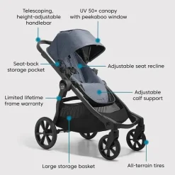 Baby Jogger - Carrinho de passeio City Select 2 simples a duplo, marfim fosco Discount