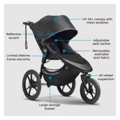 Baby Jogger - Carrinho de corrida individual Summit X3, preto meia-noite New
