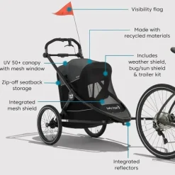 Baby Jogger - City Prix™ Jogger X Bike Trailer, Ambition Black Clearance