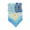 Baby King - 2Pk Baby Boy Bootie e 3Pk Bandana Bib Safari Animals, Azul Online