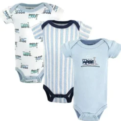 Luvable Friends Baby Vision - Body de algodão bebê menino 3 peças, preemie, trem Fashion