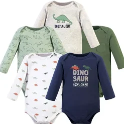 Baby Vision - Bodys manga longa de algodão para bebê menino 5 unidades, Dinosaur Explorer New
