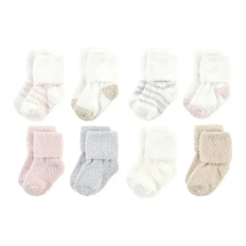 baby_vision__chenille_soc_SKU4vccJQwt_0.webp Baby Vision - Chenille Socks 8Pk, Pink Neutral Stripe - Medium New