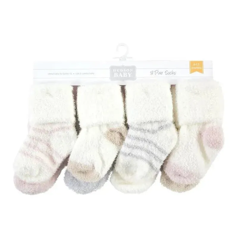 baby_vision__chenille_soc_SKU4vccJQwt_2.webp Baby Vision - Chenille Socks 8Pk, Pink Neutral Stripe - Medium New