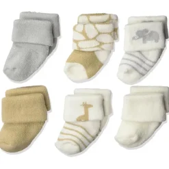 Baby Vision - Conjunto de meias unissex para bebês recém-nascidos e bebês Luvable Friends, Safari, 0-3 meses, 6 unidades New