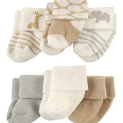 Baby Vision - Conjunto de meias unissex para bebês recém-nascidos e bebês Luvable Friends, Safari, 0-3 meses, 6 unidades New