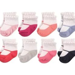 Baby Vision – Hudson Baby Baby Girls para recém-nascidos ricos em algodão e meias felpudas, Mary Jane, 0-6 meses, 8 unidades Clearance