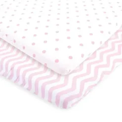 Baby Vision - Luvable Friends Lençol de berço unissex para bebê, ponto Chevron rosa New