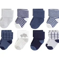Baby Vision - Meias unissex de algodão orgânico para bebê tocadas pela natureza, elefante azul, 6-12 meses, 8 unidades Sale