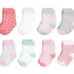 Baby Vision - Meias unissex de algodão orgânico para bebê tocadas pela natureza, coral menta, 12-24 meses, 8 unidades Fashion