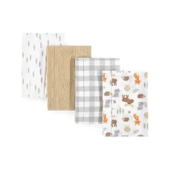 Baby Vision - Panos de arroto de flanela de algodão unissex Hudson Baby 4Pk, Woodland Clearance