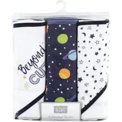 Baby Vision - 3Pk Hudson Baby Toalhas com capuz rico em algodão, sistema solar New