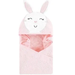 Baby Vision - toalha com capuz de rosto de animal de algodão para bebê Hudson, coelhinho rosa Hot