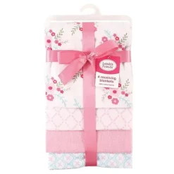 Baby Vision , Luvable Friends 4 peças de flanela para receber cobertores, florais Outlet