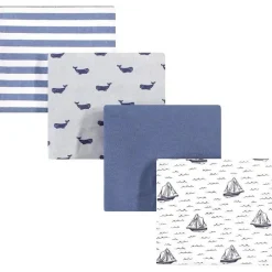 Baby Vision Luvable Friends 4Pk Flanela Recebendo Cobertor 30X30, Veleiro Fashion