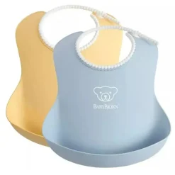BabyBjorn - 2 unidades de babador para bebê em pó amarelo/azul pó Hot