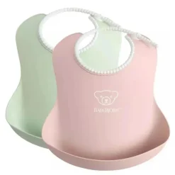 BabyBjorn - 2 unidades de babador de bebê em pó verde/ rosa pó New