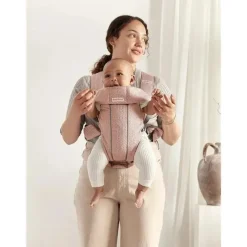 BabyBjorn - Porta-bebês Mini Malha 3D, Rosa Empoeirado Hot