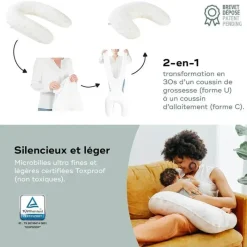 Babymoov - Almofada 2 em 1 B.Love - A almofada orgânica original para gravidez e almofada de amamentação Clearance