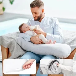 Babymoov - Almofada de maternidade XXL B.Love, almofada corporal orgânica premium para gravidez, cinza Outlet