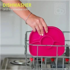Bbluv - prato e colher de silicone de 4 seções Yümi, rosa Clearance