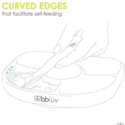 Bbluv - Prato e colher de silicone de 4 seções Yümi, Aqua Hot
