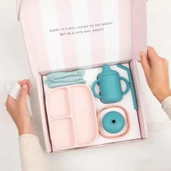 Bella Tunno - pacote Little Bites, conjunto de alimentação para bebês, 100% silicone de qualidade alimentar, castelo de confete Sale