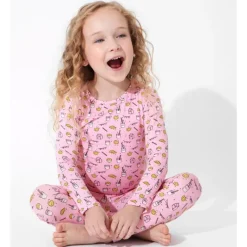 Bellabu Bear - Milk And Cookies Pink Kids Bamboo Pajamas, 18-24M Hot