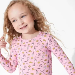 Bellabu Bear - Milk And Cookies Pink Kids Bamboo Pajamas, 18-24M Hot