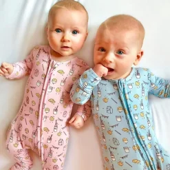 Bellabu Bear - Pijama infantil de bambu rosa Milk And Cookies Clearance