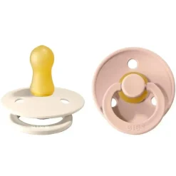 Bibs - 2 unidades de chupeta de bebê de borracha natural blush/marfim, 0/6M Best