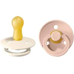 Bibs - 2 unidades de chupeta de bebê de borracha natural blush/marfim, 6/18M Fashion