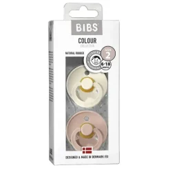Bibs - 2 unidades de chupeta de bebê de borracha natural blush/marfim, 6/18M Fashion
