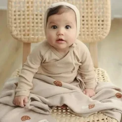 Bleu La La - 100% Luxury Cotton Swaddle Receiving Baby Blanket, Mushroom Camel Online