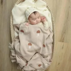 Bleu La La - 100% Luxury Cotton Swaddle Receiving Baby Blanket, Mushroom Camel Online