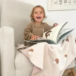 Bleu La La - 100% Luxury Cotton Swaddle Receiving Baby Blanket, Mushroom Camel Online