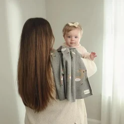 Bleu La La - 100% Luxury Cotton Receiving Swaddle Baby Blanket - Deer Online