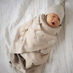 Bleu La La - 100% Luxury Cotton Receiving Swaddle Baby Blanket - Deer Online