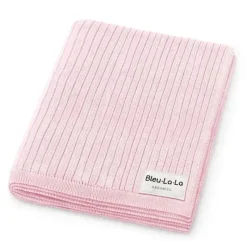 Bleu La La - 100% Luxury Organic Cotton Ribbed Baby Swaddle Blanket, Bluh Pink Clearance