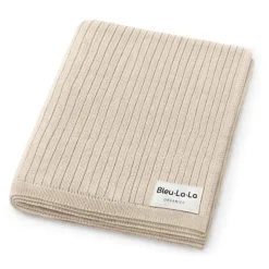 Bleu La La - 100% Luxury Organic Cotton Ribbed Baby Swaddle Blanket, Oatmeal Hot