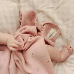Bleu La La - 100% Organic Cotton Pointelle Swaddle Receiving Baby Blanket, Ballet Slippers Hot