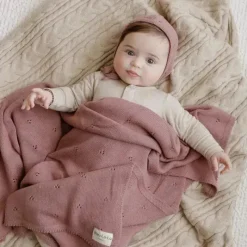 Bleu La La - 100% Organic Cotton Luxury Organic Blanket + Bonnet Hat Set, Beige New