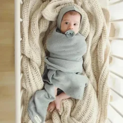 Bleu La La - 100% Organic Cotton Pointelle Swaddle Receiving Baby Blanket,| Powder Blue Online